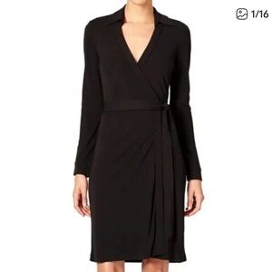 Diane Von Furstenberg Black Long Sleeve Wrap mini Dress size 8